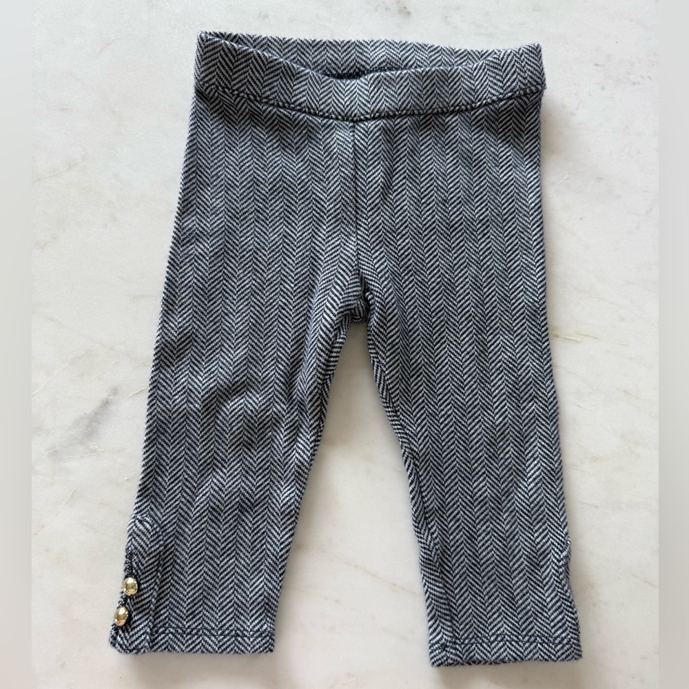 Janie and Jack Black and White Herringbone Leggings
